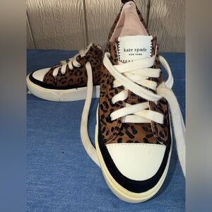 Kate Spade Leopard Print Sneakers with Cream Laces